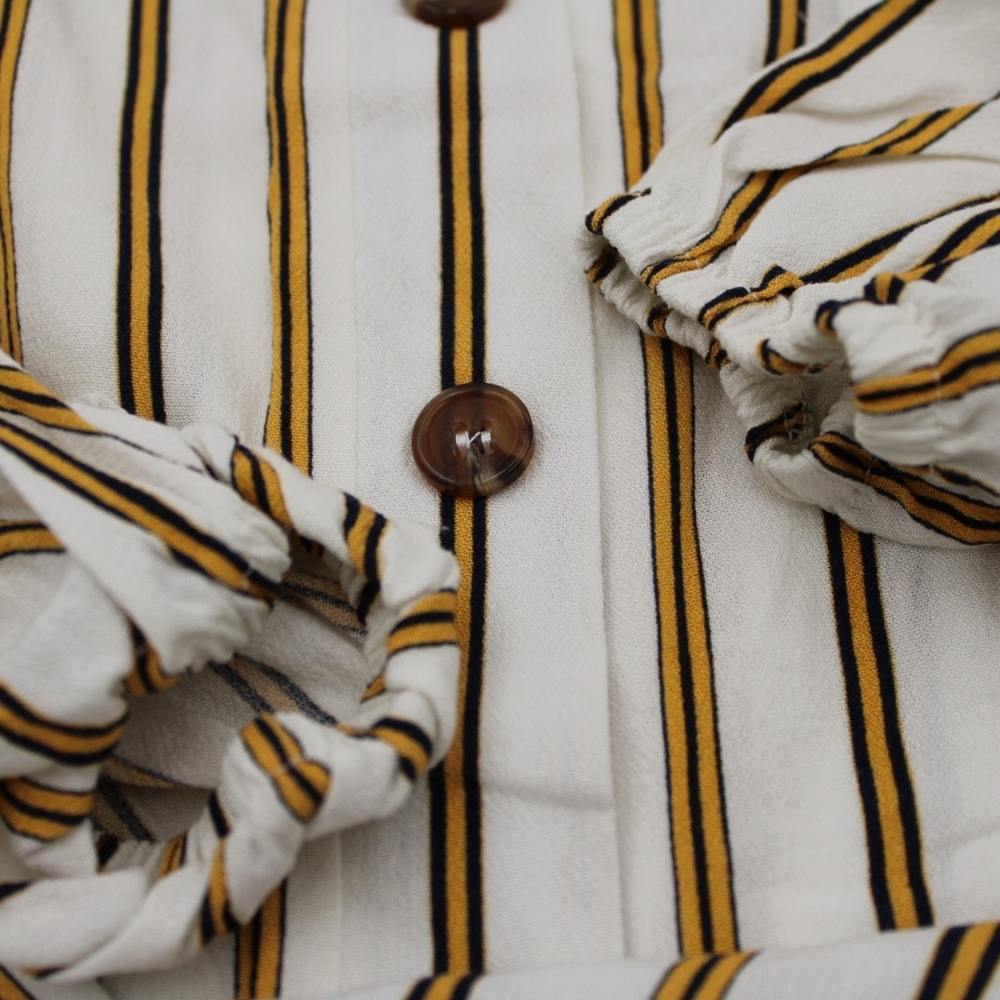 NWT Maurices Off-the-Shoulder Striped Blouse – Mustard & Cream - Picture 2 of 8